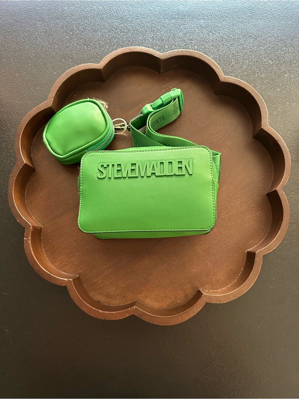 Women’s Steve Madden Bright Green Embossed Logo Belt Bag with Coin Pouch